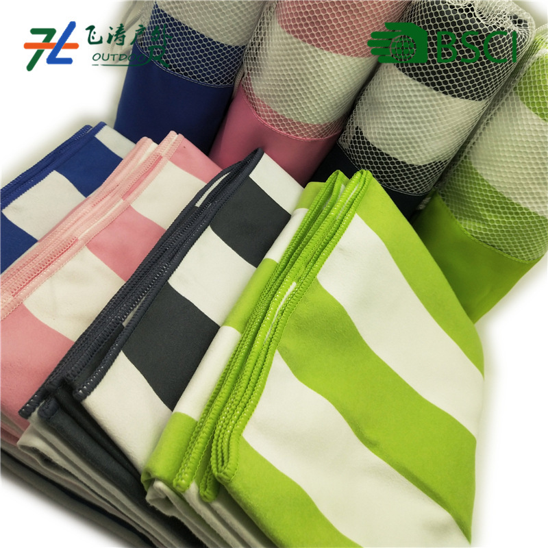 Double-sided Velvet Sports Towel Microfiber Quick-drying Towel Hiking Sweat Towel Double-sided Stripesd Towel