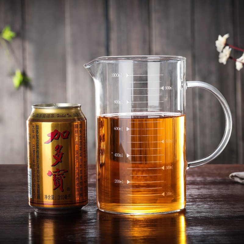 Taza de medición de vidrio taza de borosilicato hornada de cocina taza de medición de vidrio transparente fuego abierto quema directa capacidad de tamaño