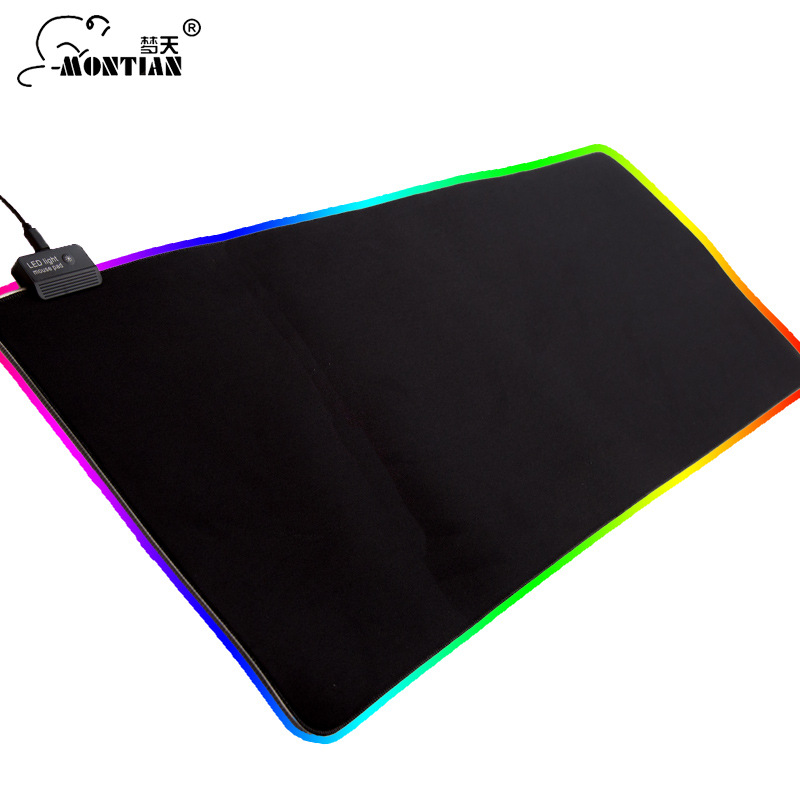 Mengtian gran LED luminoso teclado pad RGB ratón negro borde bloqueo juego espesado colorido Luz