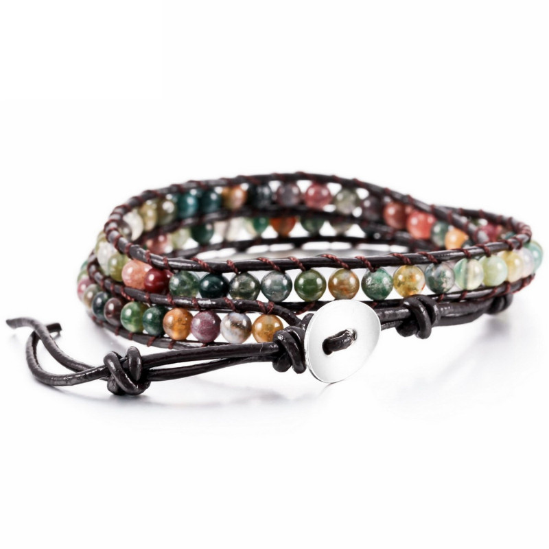 Hand-woven 2 loops leather rope bracelet adjustable leather rope bracelet 8 colors optional factory direct leather rope bracelet