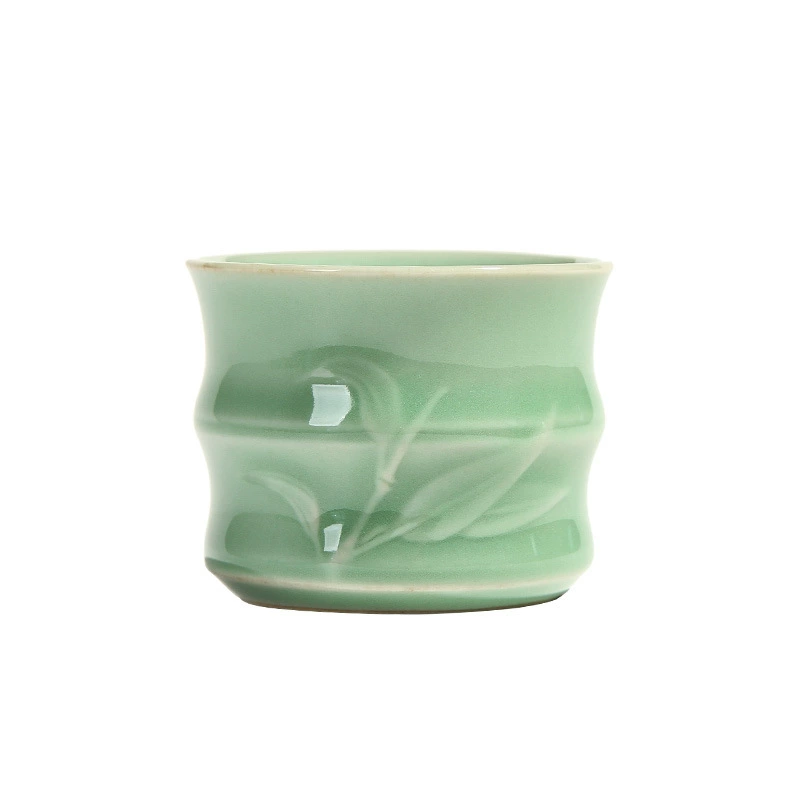 Керамическая чайная чашка, ручная porcelain чашка, глазурь cinnabar/yue kiln, 0,2 кг, рельеф листа