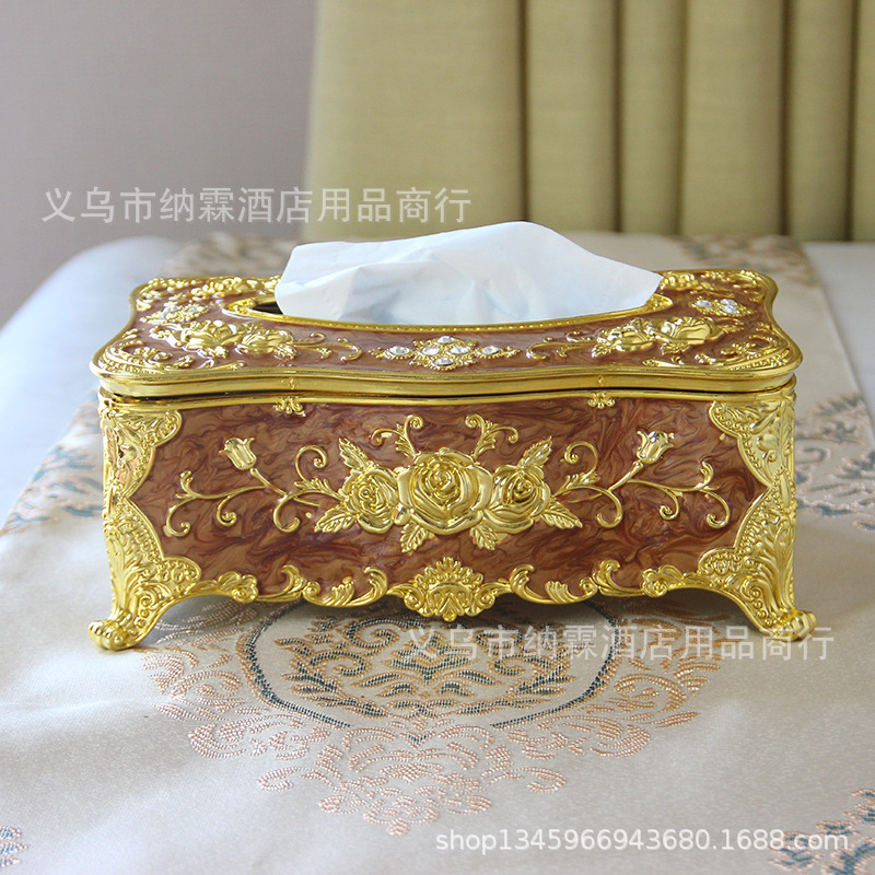 Caja de pañuelos de estilo europeo sala de estar tejido creativo nórdico ins caja de pañuelos de hogar KTV mesa de café simple comida Linda