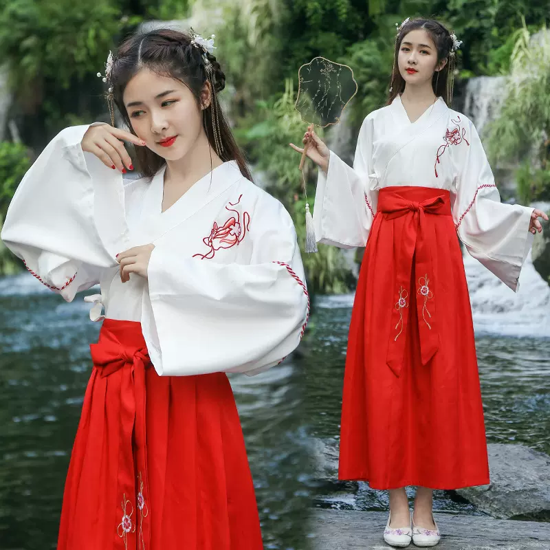 汉服女成人交领齐胸襦裙古装日常改良汉元素班服中国风古风演出服