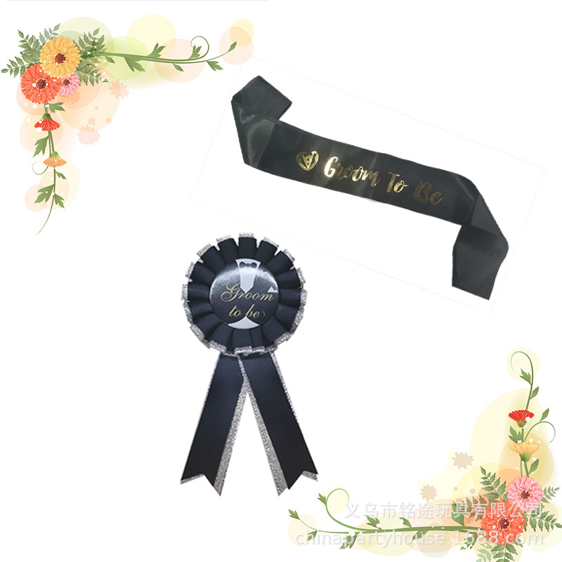 Novia/novio a ser nupcial hombro Correa etiqueta cinturón bronceado europeo y americano solo partido decoración insignia traje