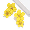 Fashionable multicoloured cute earrings, European style, flowered, simple and elegant design