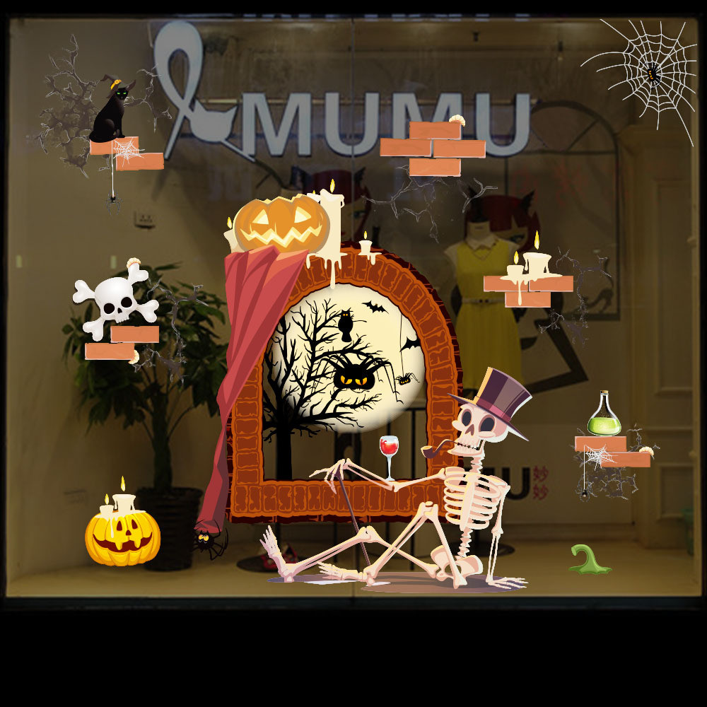 Fiesta de Halloween decoración pegatinas de ventana pegatinas de vidrio centro comercial supermercado escena diseño Halloween estática Pegatinas de ventana