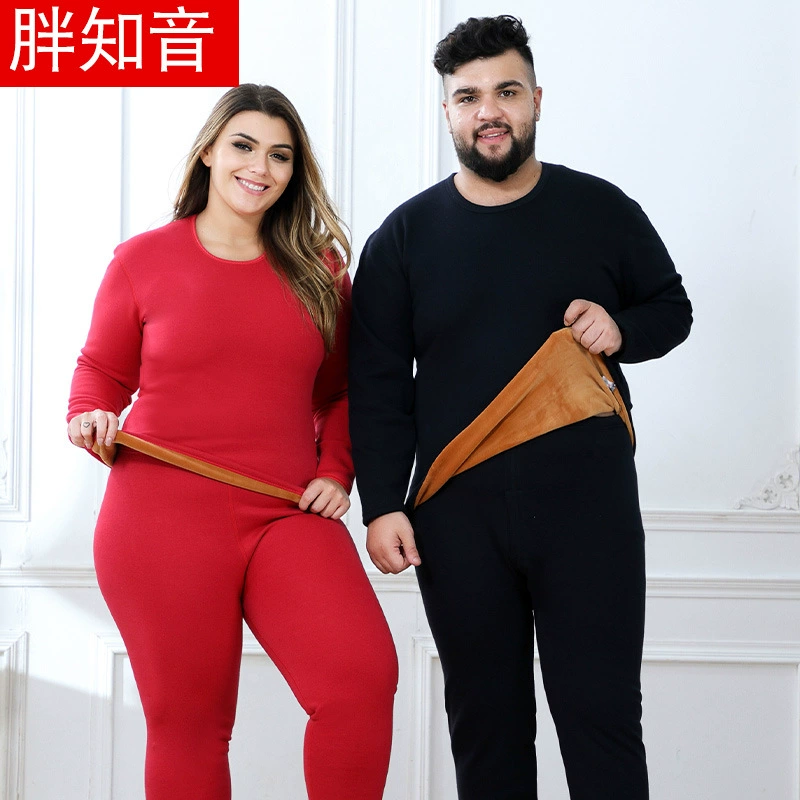 Толстый закадычный друг для мужчин и женщин, зимний костюм очень большого размера на флисовой подкладке, утолщенный плюс толстый плюс большой размер, красное термобелье, холодный толстый