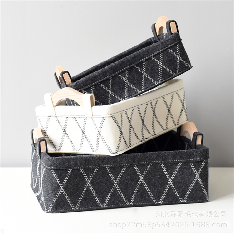 毛毡收纳筐 厂家供应手提布艺整理篮 居家收纳置物篮杂物筐