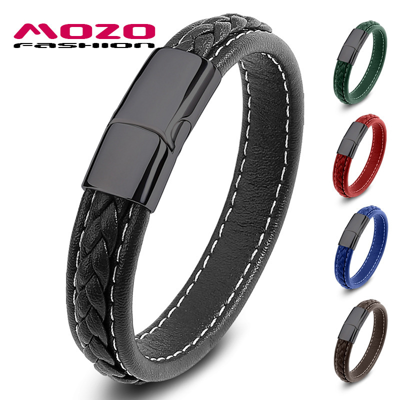 [Wholesale] Men's Bracelet High-end Leather Stitch Hand-woven Bracelet Popular Jewelry