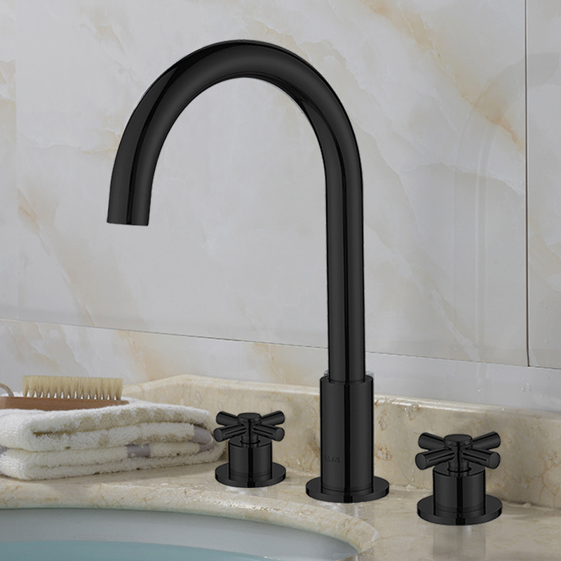 Cross-border e-commerce basin faucet split 8-inch hot and cold water tank side rotating round raised Basin faucet manufacturers