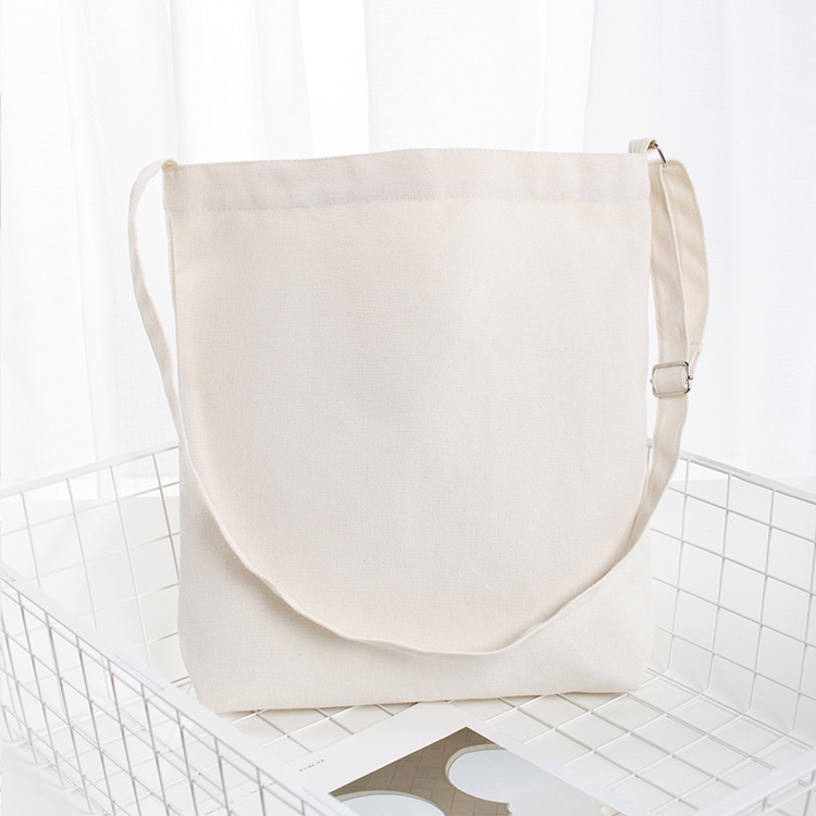 En stock al por mayor estilo coreano en blanco multicolor solo hombro de las mujeres bolsa de lona de protección del medio ambiente de algodón ajustable crossbody bolsa de lona