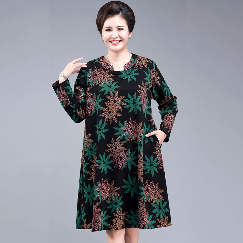 Новинка 2010, платье для мамы плюс удобрения больших размеров, зимнее длинное платье выше колена, элегантное базовое платье знаменитостей с длинным рукавом, для женщин среднего и пожилого возраста