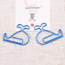 批发创意包塑线海洋动物小鲸鱼款式回形针曲别  针办公学习资料夹