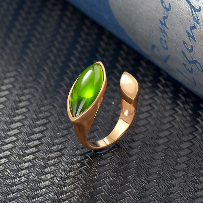 Juwelenring Damen Kupfer vergoldet gebürstet offener Ring verstellbarer Ring_voghion.com