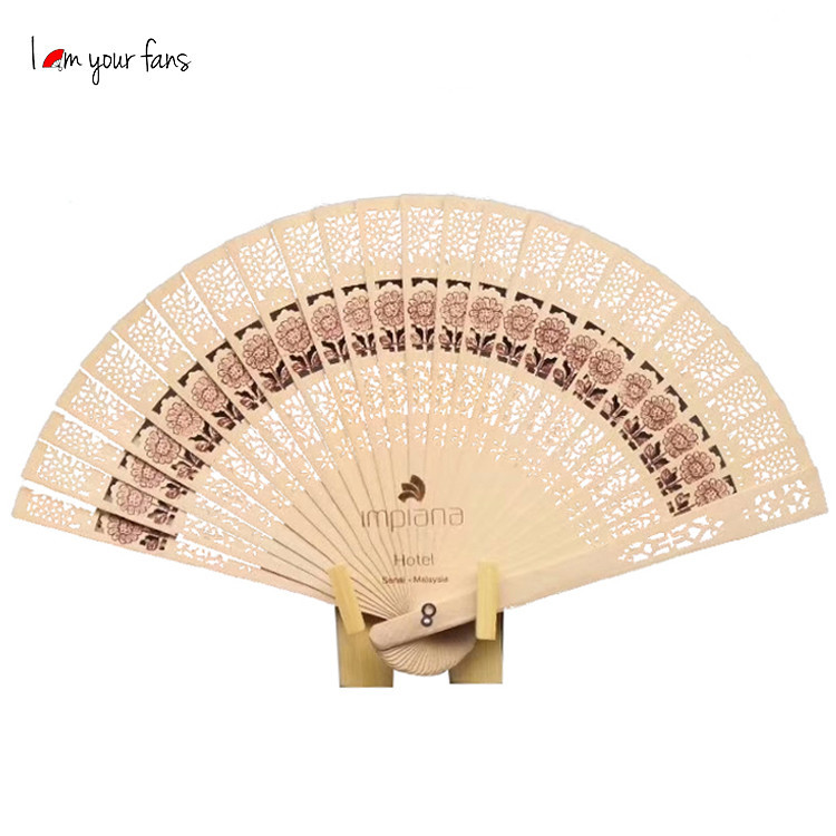Ventilador de sándalo ventilador de madera transfronterizo soporte de la boda lote mezclado borde hueso talla