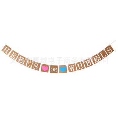 [性别派对拉旗hees or wheels男孩女孩揭秘装饰字母拉花]