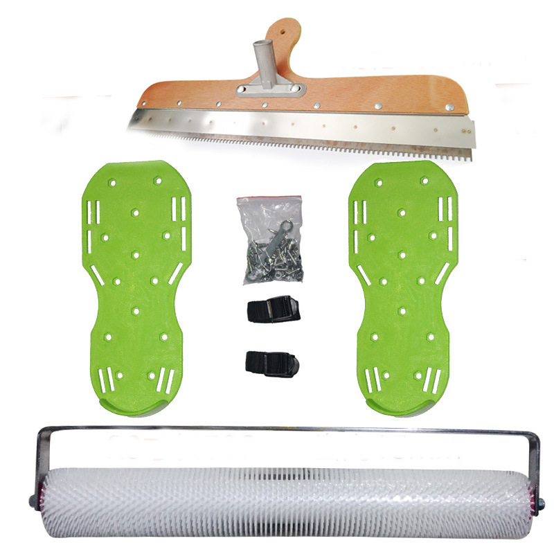 水泥自流平施工整套装工具抹泥刀平刀钉鞋齿耙搅拌机钢针消泡滚筒