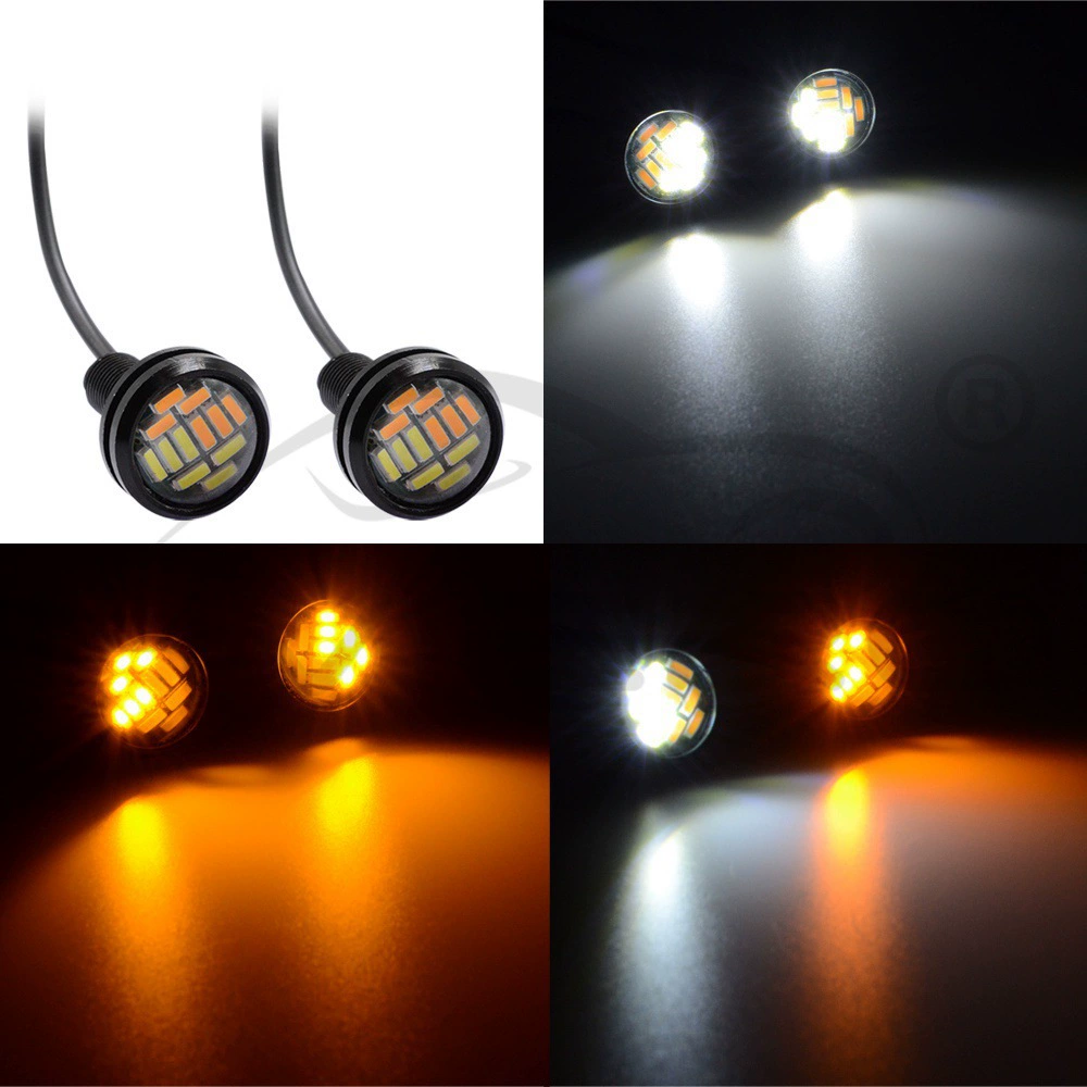 Прямой Автомобильный светодиодный орлиный глаз 4014 12SMD 23MM двухцветный светильник Eagle Eye, ультратонкий водонепроницаемый