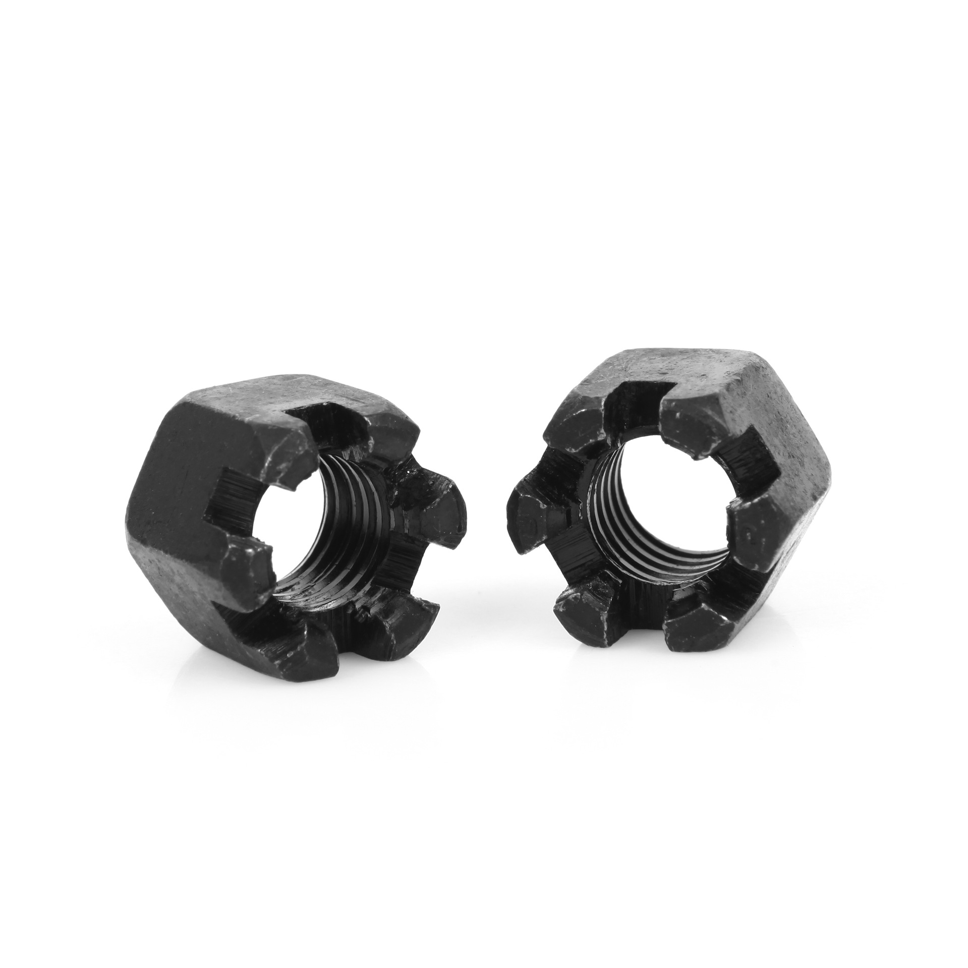 DIN935现货加厚加大 开槽螺母带槽发黑六角开花螺母六角开槽螺母