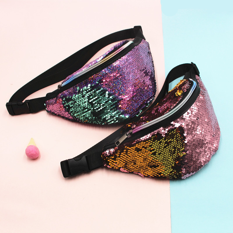 Cross-border New Women's Waist Bag Mermaid Sequin Waist Bag European and American Fashion Sports Shoulder Bag Crossbody Sequin Bag Women Cross-border New Women's Waist Bag Mermaid Sequin Waist Bag European and American Fashion Sports Shoulder Bag Crossbody Sequin Bag Women