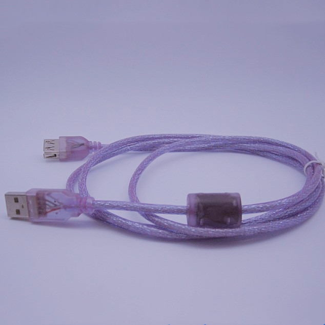 Factory Direct USB extension cable AM, AFUSB data cable transparent purple 1.5 m extension cable with magnetic ring Cable