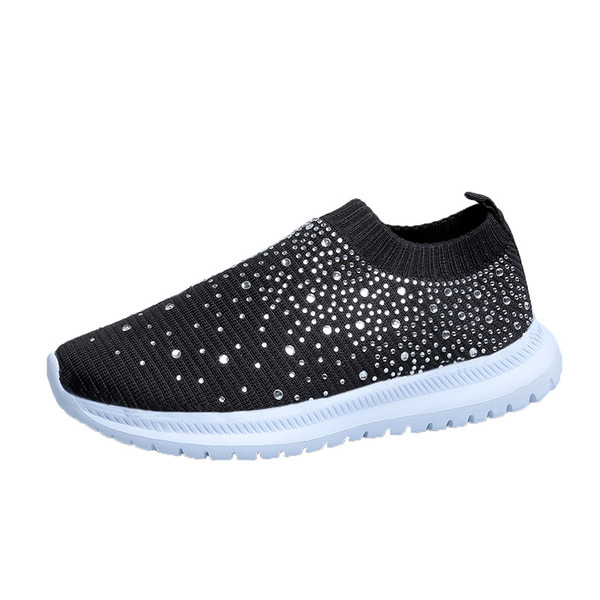 fashionable universal sports shoes low-cut with rhinestones flat