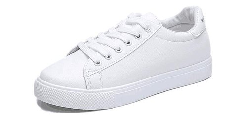 Korean version  leather-covered white shoes for all seasons, new basic model for female students, flat-soled lace-up sports sneakers, trendy