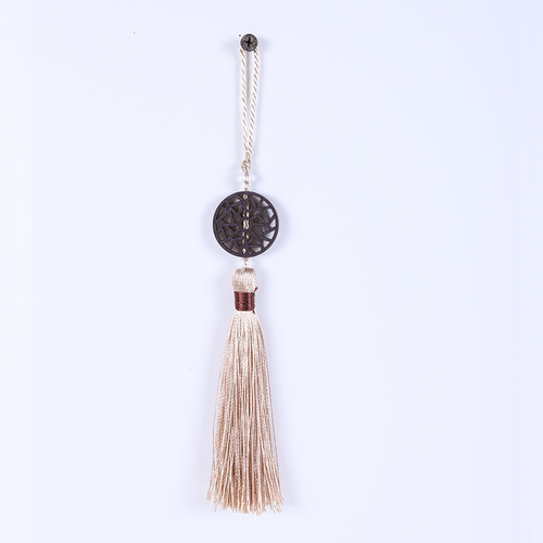 New fan pendant, imitation wood small tag, handmade tassel pendant, tassel pendant, Chinese tassel diy accessories pendant