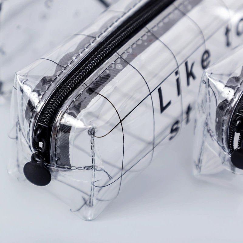 Handheld Pencil Case, PVC Transparent, Cute Korean-Style for Elementary Students, Octagonal Designs