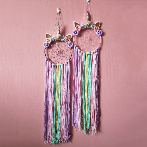 Creative new unicorn dream catcher hanging silver horn fresh girl room hanging decoration home dream catcher