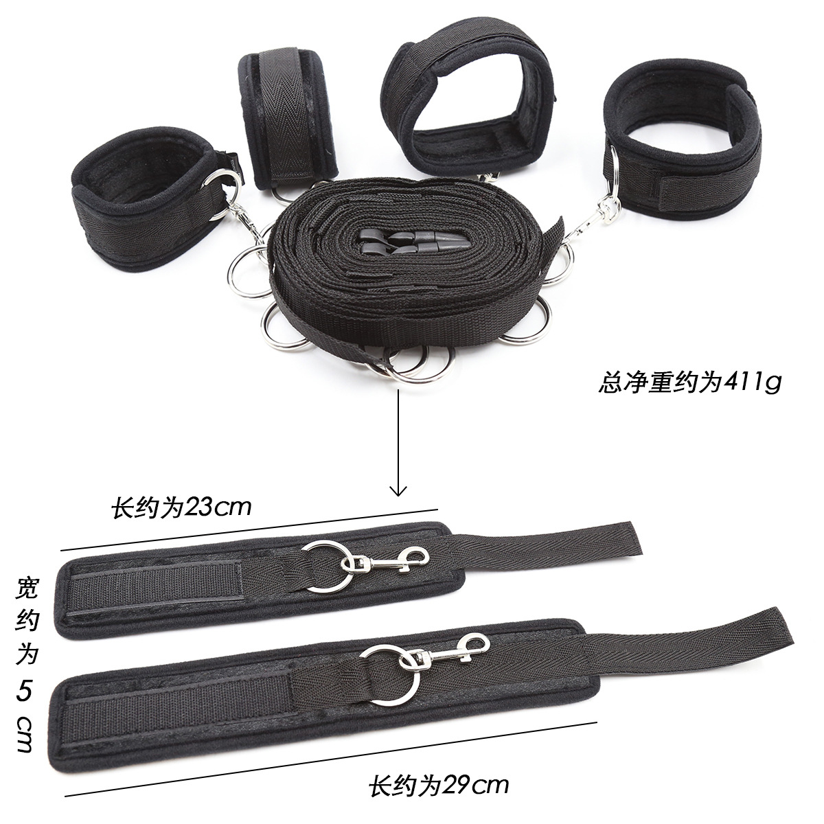 Amazon cama de Venta caliente multi-Correa de anillo de acero para pareja sexy correa de cama ajustable juguetes sexuales alternativos image 3