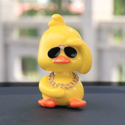 Car ornaments Car Interior Decoration Ornaments Car - 120g-social-duck-left-handed-wave-with-glasses-gold-chain