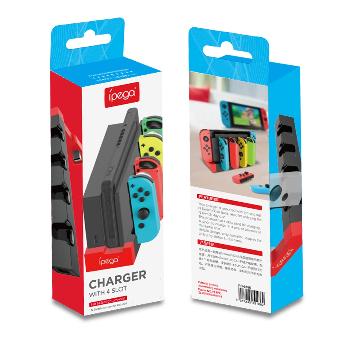 iPega PG-9186 N-Switch Joy-Con 4-разрядная быстрая зарядная док-станция, совместимо с левым/правым контроллером