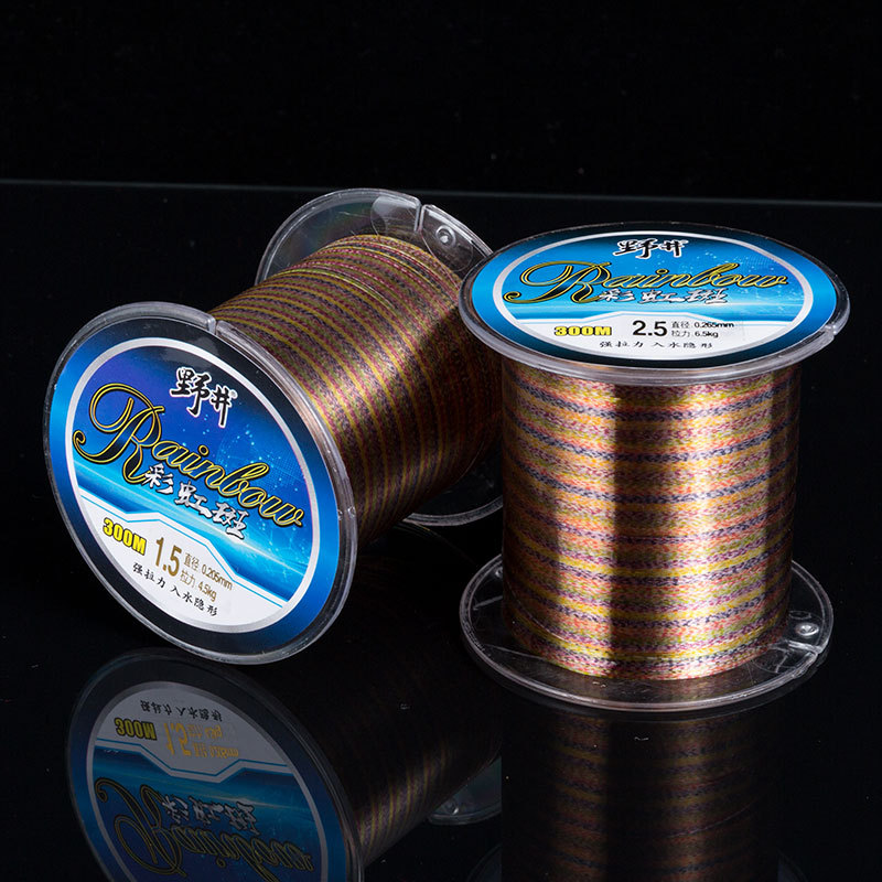 Línea de nylon de color salvaje línea de punto Línea principal sub-línea de alta resistencia a la tracción invisible línea de pesca de color suave 300 m