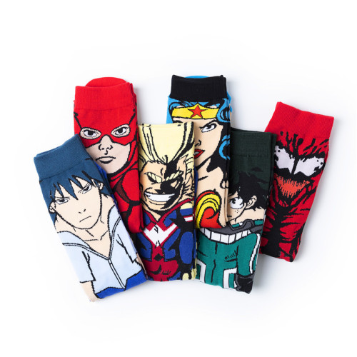 Manufacturer sports men's cotton unisex women's straight anime socks wholesale cross-border trendy socks foreign trade mid-tube movie hero socks