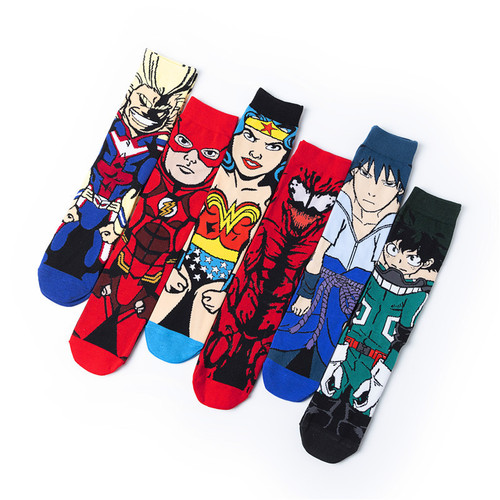Manufacturer sports men's cotton unisex women's straight anime socks wholesale cross-border trendy socks foreign trade mid-tube movie hero socks