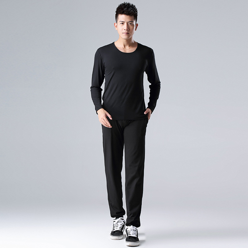 Black round neck long sleeve + turnip pants suit