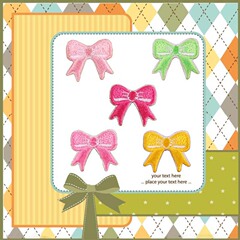 Embroidered fabric patch with computerized floral design, stylish and cute small bow, self-adhesive, for clothing decoration and patching