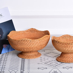 Bestselling Wholesale Vietnamese Bamboo Weave Storage High-Top Fruit Bowl American Furniture Accessory