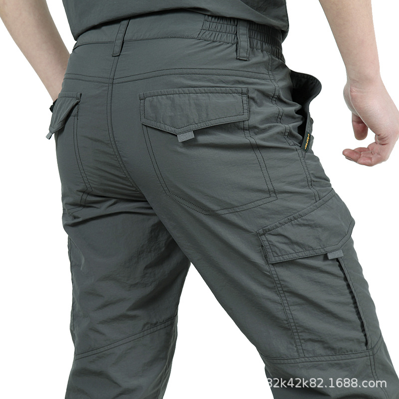 2021 nuevos pantalones de secado rápido al aire libre para hombres delgados más tamaño overoles multibolsillos sueltos pantalones casuales para hombres