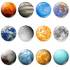 Planetary fridge magnet, magnetic glossy sticker, with gem, 25mm