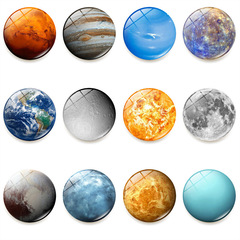 Nine Planets Refrigerator Magnet Decorations: Timeless Gem-inspired Cosmic Planet Designs – 30mm Magnetic Glass Whiteboard Stickers