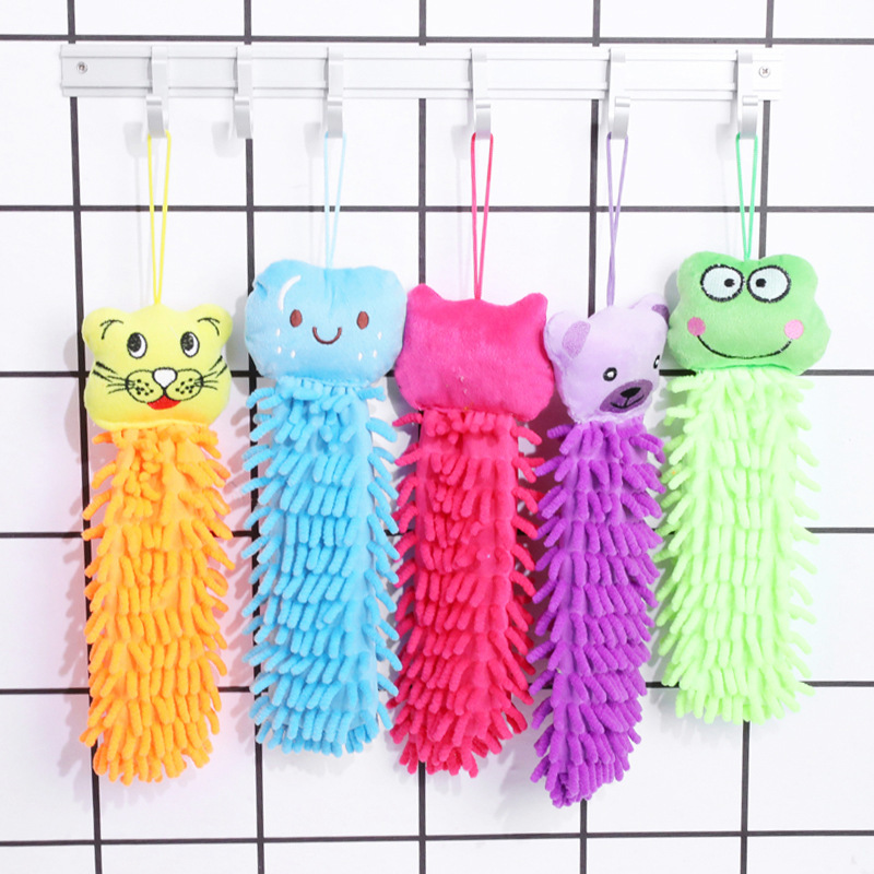Absorbent Drying Towel Cartoon Chenille Multi-Purpose Hand Towel Hanging Towel Coral Insect Hand Towel
