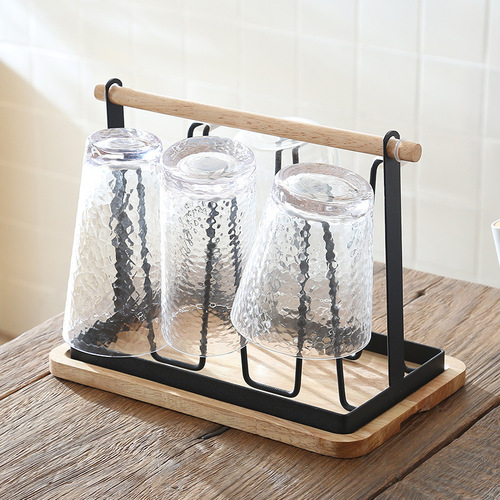 Japanese iron drain cup holder for home use portable water cup holder with tray cup holder living room kitchen cup storage