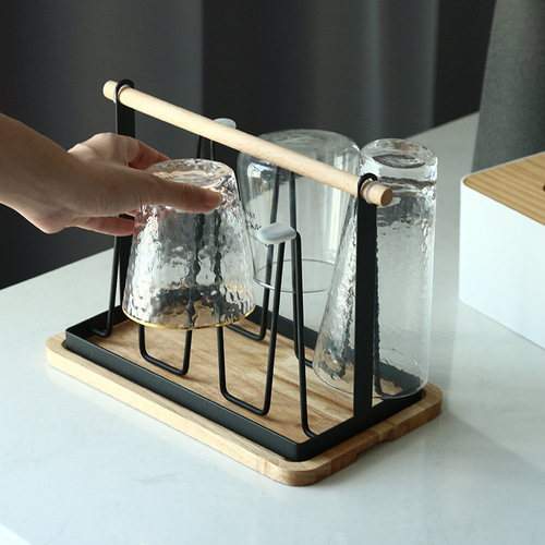 Japanese iron drain cup holder for home use portable water cup holder with tray cup holder living room kitchen cup storage