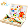 Wooden toy, magnetic brainteaser, double-sided drawing board