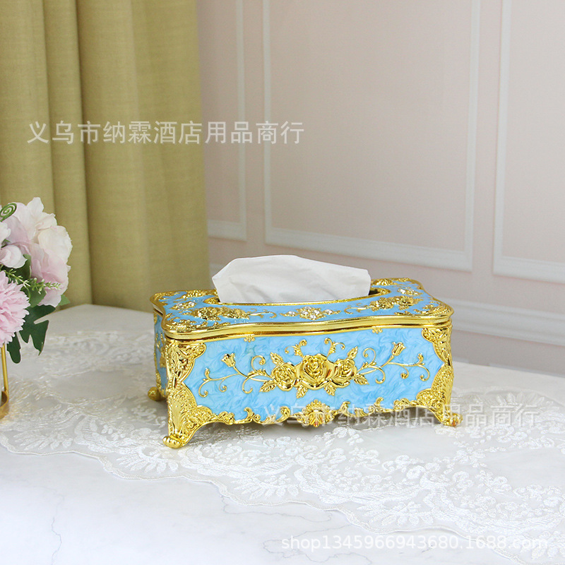 Caja de pañuelos de estilo europeo sala de estar tejido creativo nórdico ins caja de pañuelos de hogar KTV mesa de café simple comida Linda