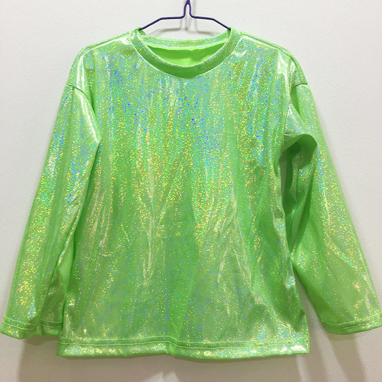 Cantando ropa de rendimiento de la Patria estilo chino estudiantes de primaria y secundaria banquete anfitrión lentejuelas suelta manga larga Camiseta Ropa de baile