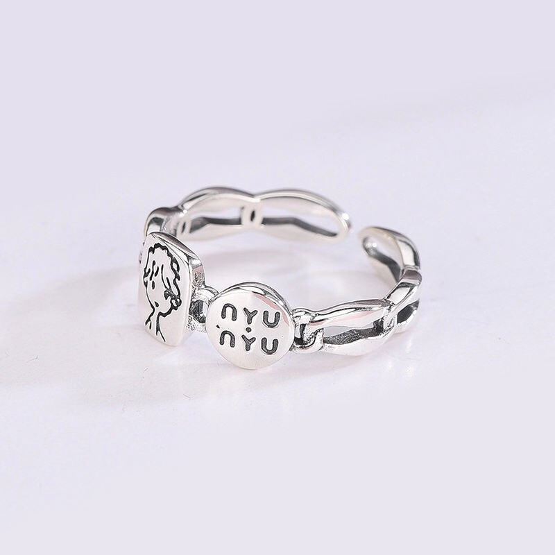 レトロなアルファベットの指輪の組み合わせins韓東大門ヒップホップはs 925銀の英語の指輪の対外貿易の卸売りをめっきします。