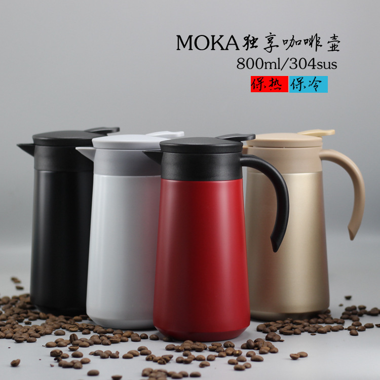 Wholesale 304 stainless steel 800ml exclusive coffee pot creative portable travel pot sealed vacuum gift kettle Cup Wholesale 304 stainless steel 800ml exclusive coffee pot creative portable travel pot sealed vacuum gift kettle Cup
